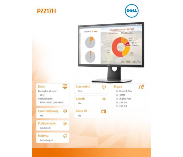 Dell 22'' P2217 Czarny - 1442892 - zdjęcie 7